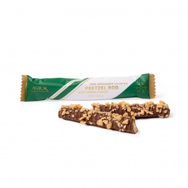 1pc Milk Chocolate Covered Pretzel Rod w/Toffee Crunch, 2tubs